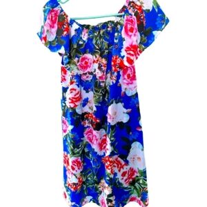 Rose & olive floral dress off shoulder size s